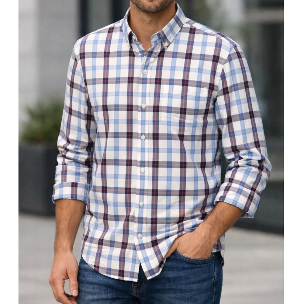 Bonobos Plaid Cotton Slim Fit Button Down Shirt Size Medium